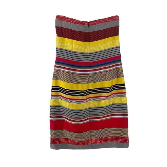 J Mclaughlin Dress Strapless Sheath Colorful Striped Size 2 Fun Cocktail Short - Picture 4 of 7